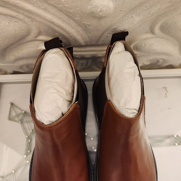 Skechers Miller Boris Cognac Leather Chelsea Boots. Men's. Size 10. NIB. - Picture 6 of 11